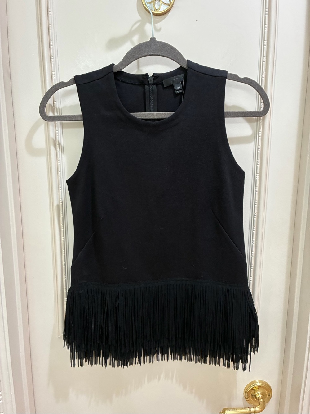 J. Crew Black Sleeveless Fringe Tank Top
